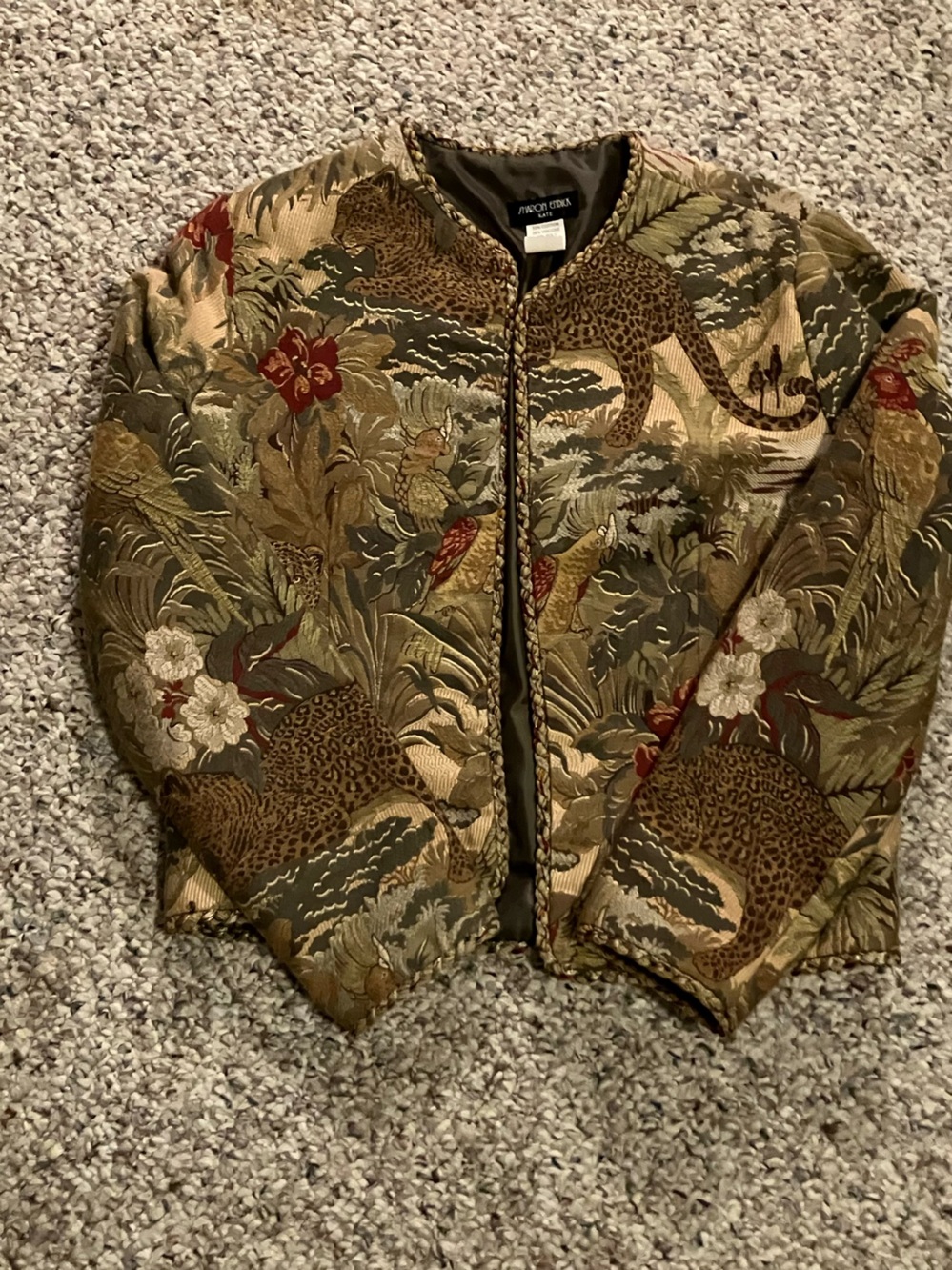 Women's Leopard Jacquard Jacket - Brown
